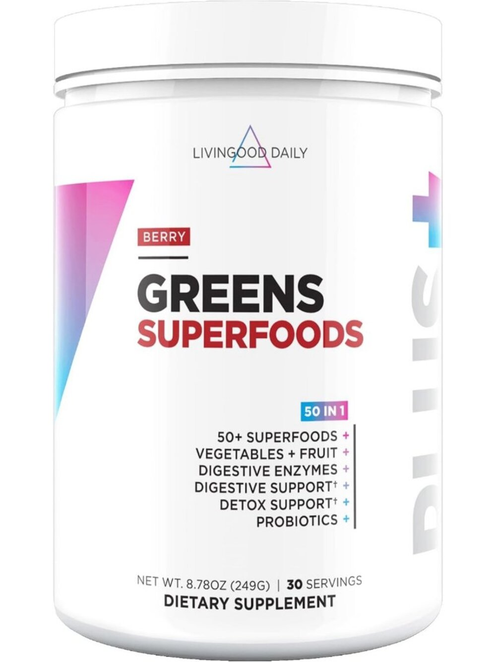 Superfood Greens Powder for Energy & Wellness, Berry Flavor, 30 Servings